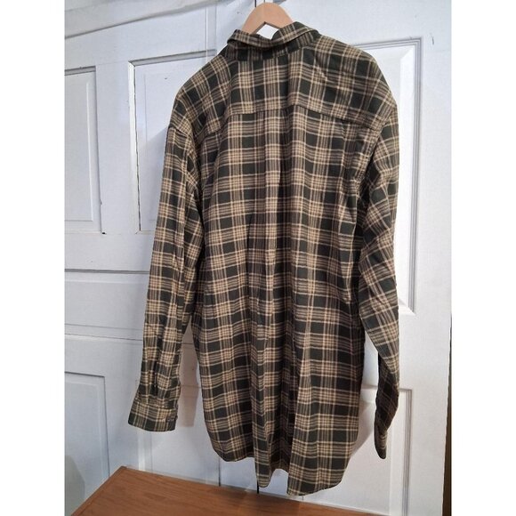 L.L.Bean Mens XXL-Tall Green & Beige Plaid Button-Up Long Sleeve Shirt 100% Cott - Picture 2 of 5